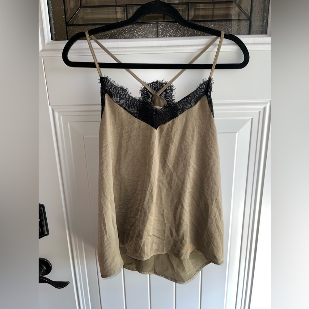 Love On A Hanger Green Silk Lace Trim Tank Size XLarge